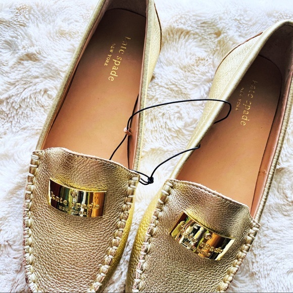 kate spade gold loafers